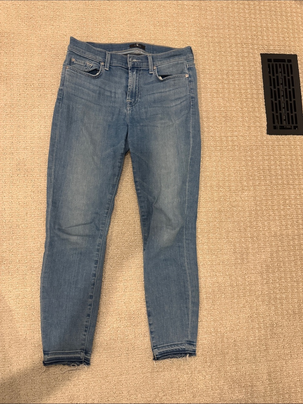 7 For All Mankind Light Blue Ankle Crop Jeans